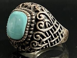 Vintage Sterling Silver Turquoise Statement Ring  Size 8